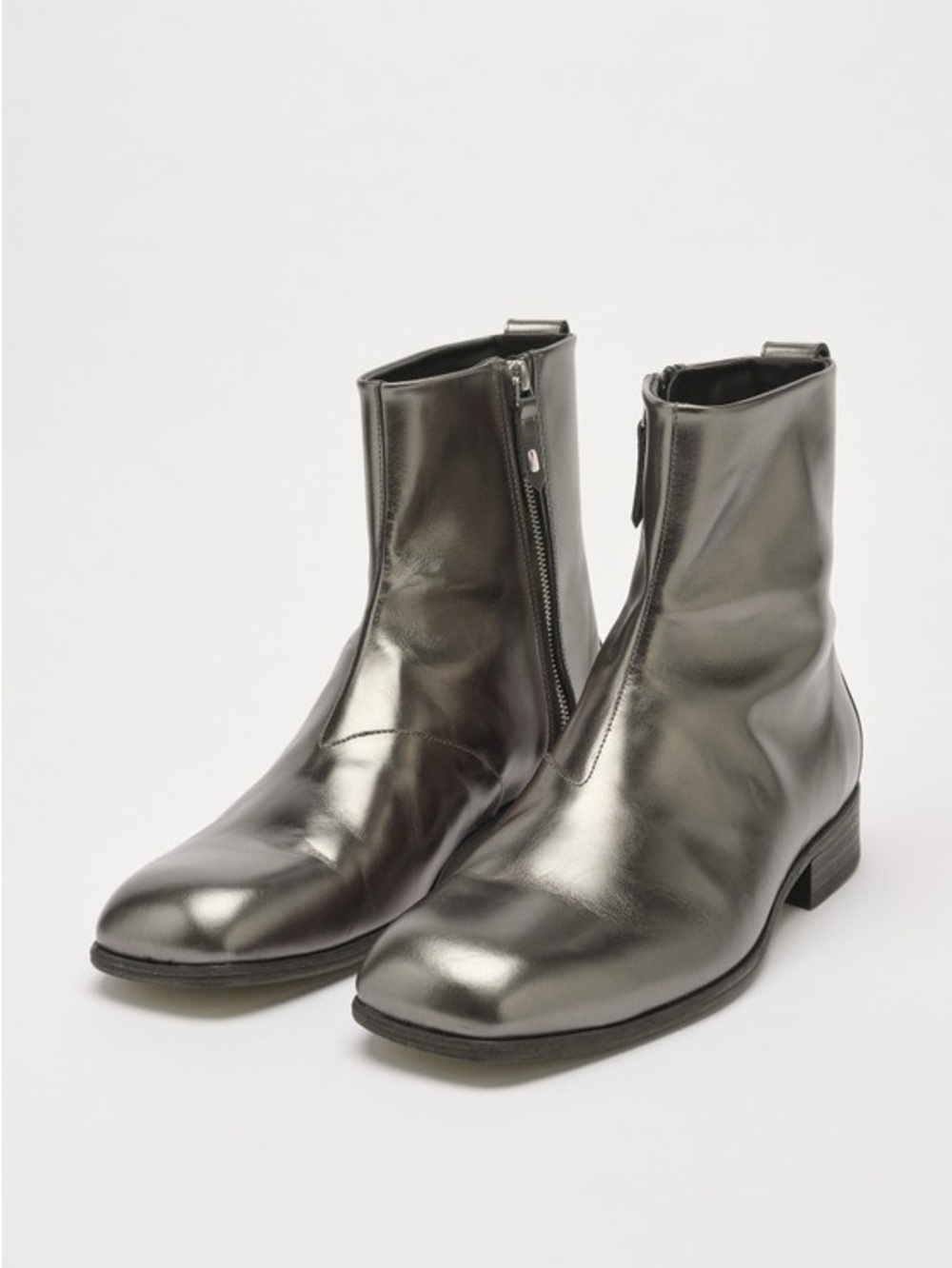 Our Legacy Michaelis Metallic Chrome Leather Zip Ankle Boots